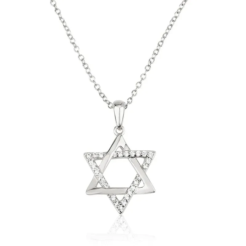 שרשרת לאישה מגן דוד משובץ מכסף