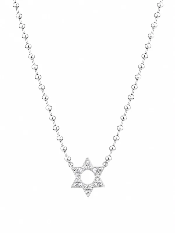שרשרת כסף עם מגן דוד משובץ לאישה