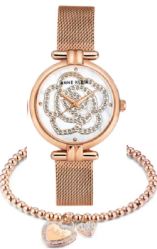סט שעון אן קליין לאישה דגם AK3102MPRG ANNE KLEIN וצמיד מתנה