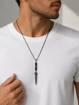 שרשרת לגבר יוקרתית בעיצוב שחור אלגנטי