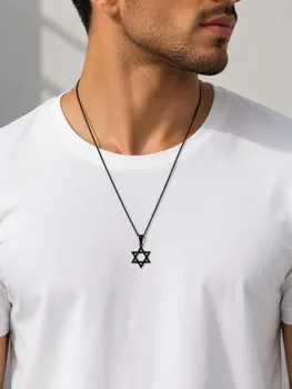 שרשרת גבר מגן דוד בצבע שחור