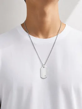 שרשרת פלטה לגבר בעיצוב קלאסי וחריטה מתנה