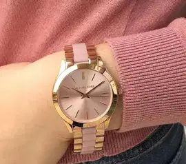 סט שעון יד אנלוגי לאישה עם צמיד מפתח הלב רוז michael kors mk4294 מייקל קורס