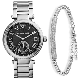 סט שעון מייקל קורס לאישה דגם MK6053 MICHAEL KORS וצמיד פלטה כדורים 9.4 גרם מכסף טהור (925) משובץ