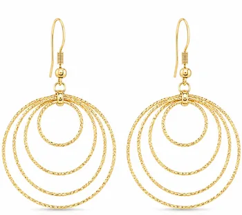 עגילים תלויים בעיצוב מעגלים בצבע זהב