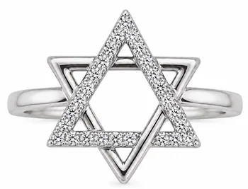 טבעת מגן דוד משובצת כסף