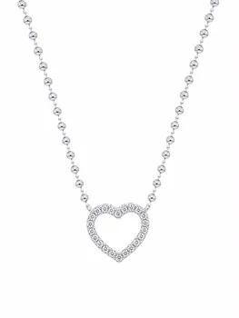 שרשרת כסף עם תליון לב משובץ לאישה