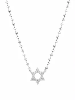שרשרת כסף עם מגן דוד משובץ לאישה
