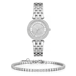 סט שעון יד אנלוגי לאישה michael kors mk3476 מייקל קורס וצמיד טניס