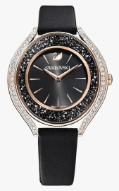 Swarovski Women's Watch Crystalline Aura 5558634 black leather strap