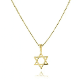 שרשרת תליון מגן דוד קלאסית לגבר זהב